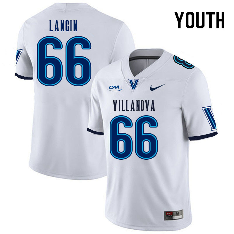 Youth #66 Tyler Langin Villanova Wildcats College Football Jerseys Stitched Sale-White